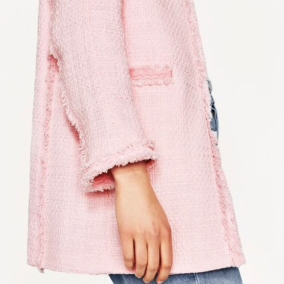 Zara Jackets & Blazers - SOLD-Zara Light Pink Textured Tweed Frock Jacket